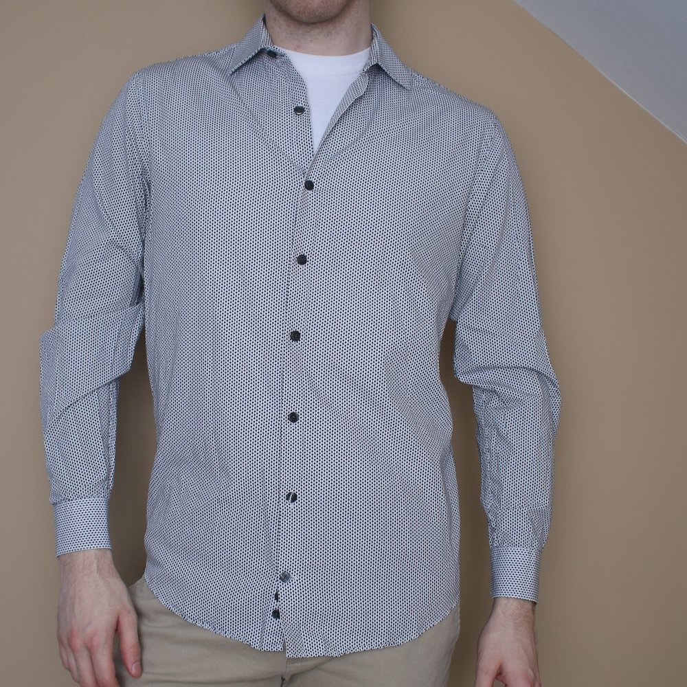 Black Spotted Long Sleeve Button Down